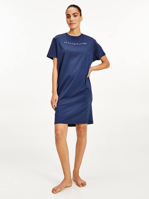 Blue Tommy Hilfiger Original Half Sleeve Nightdress Women\'s Pyjamas | TH834EIO