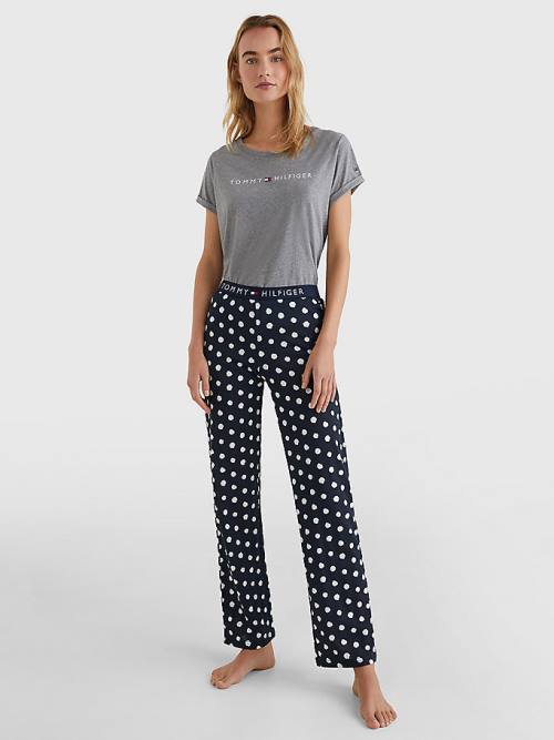 Blue Tommy Hilfiger Original Logo Waistband Print Lounge Joggers Women's Pyjamas | TH475DCH