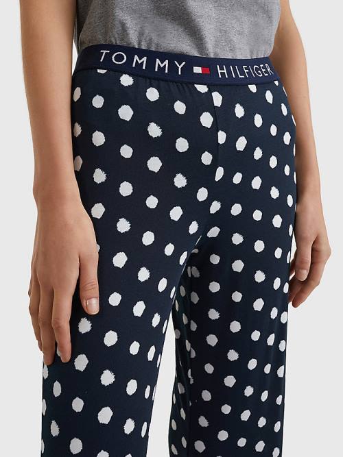 Blue Tommy Hilfiger Original Logo Waistband Print Lounge Joggers Women's Pyjamas | TH475DCH