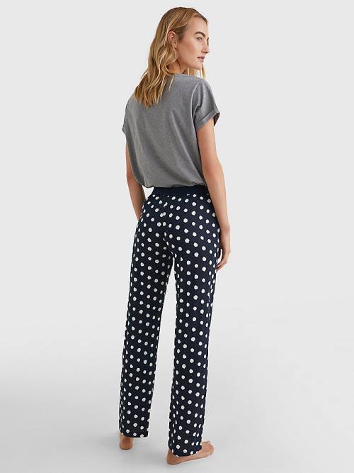 Blue Tommy Hilfiger Original Logo Waistband Print Lounge Joggers Women's Pyjamas | TH475DCH