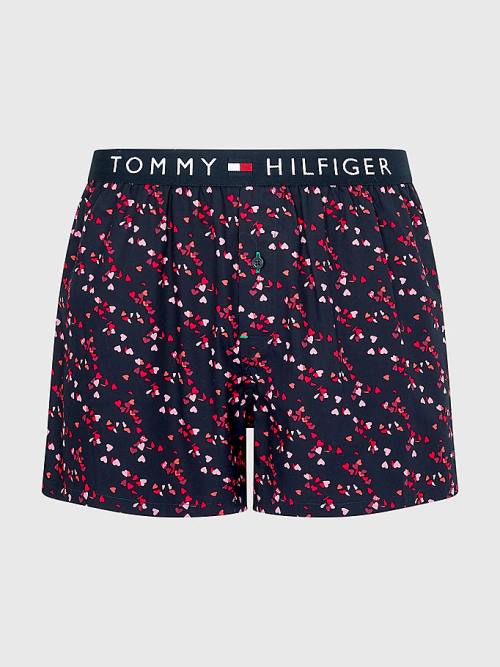 Blue Tommy Hilfiger Original Logo Waistband Print Boxer Shorts Men's Underwear | TH964EQN