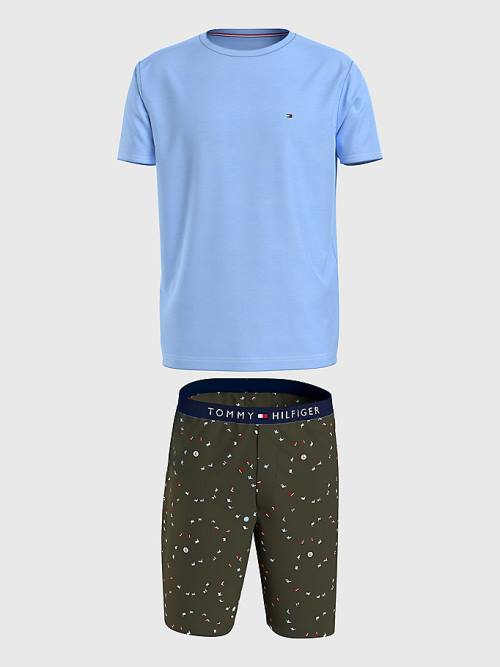 Blue Tommy Hilfiger Original Short Print Set Men\'s Pyjamas | TH950NAP