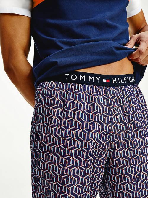 Blue Tommy Hilfiger Original Woven Print Bottoms Men's Pyjamas | TH863JWO