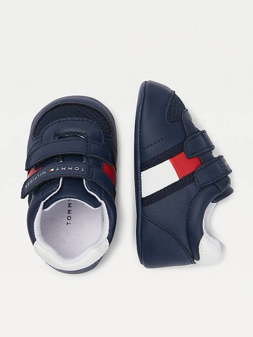 Blue Tommy Hilfiger Padded Hook And Loop Fastening Boys' Sneakers | TH146RIG