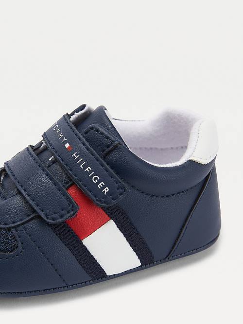 Blue Tommy Hilfiger Padded Hook And Loop Fastening Boys' Sneakers | TH146RIG