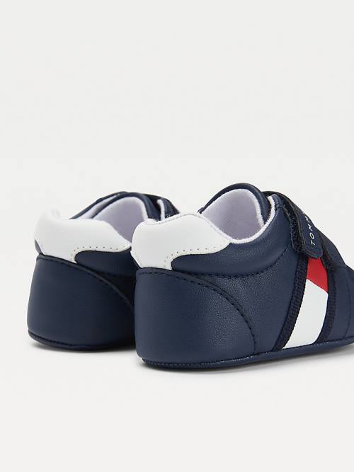 Blue Tommy Hilfiger Padded Hook And Loop Fastening Boys' Sneakers | TH146RIG