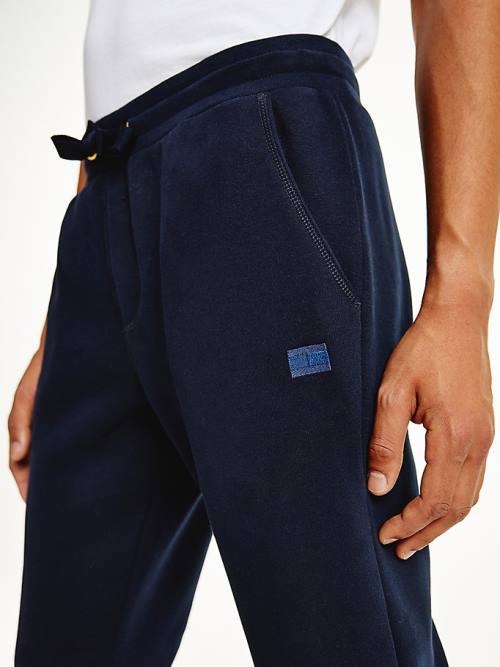 Blue Tommy Hilfiger Peached Fleece Joggers Men's Pants | TH567QUN