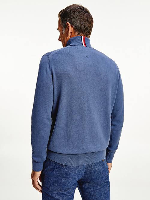 Blue Tommy Hilfiger Pima Cotton Cashmere Roll Neck Jumper Men's Sweaters | TH174KPD