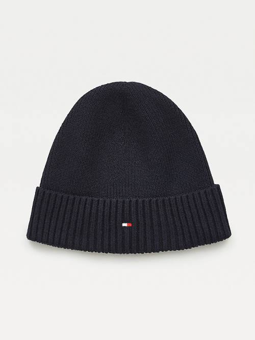 Blue Tommy Hilfiger Pima Cotton Cashmere Cuffed Beanie Men\'s Hats | TH239WYC