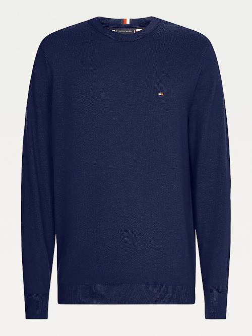 Blue Tommy Hilfiger Pima Cotton Cashmere Jumper Men's Sweaters | TH294LKT