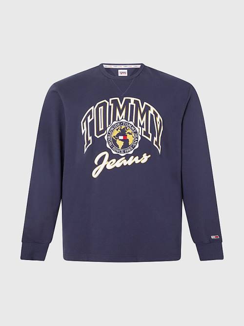 Blue Tommy Hilfiger Plus Archive Organic Cotton Varsity Men's Sweatshirts | TH632FSZ