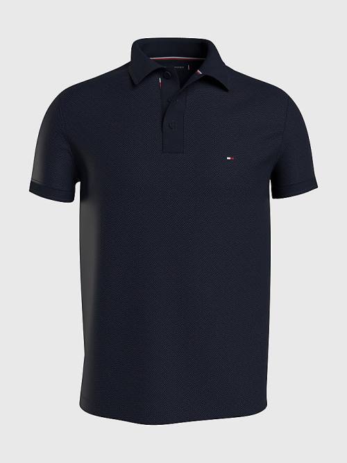 Blue Tommy Hilfiger Plus Bubble Weave Men\'s Polo Shirts | TH317GYE