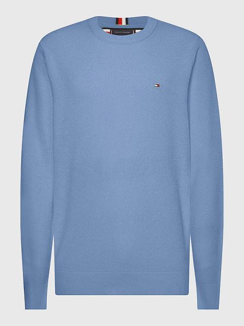 Blue Tommy Hilfiger Plus Crew Neck Jumper Men\'s Sweaters | TH089SUP