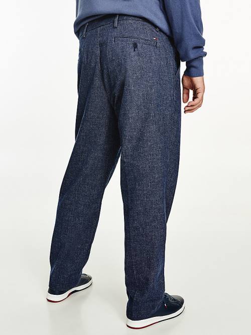 Blue Tommy Hilfiger Plus Denton Fitted Straight Wool-Look Men's Pants | TH540QDS