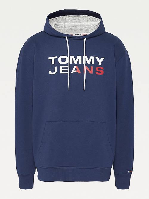 Blue Tommy Hilfiger Plus Essential Logo Men's Hoodie | TH418WIO