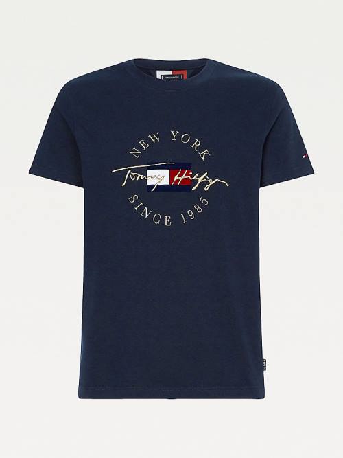 Blue Tommy Hilfiger Plus Icons Long Sleeve Men's T Shirts | TH173GSW