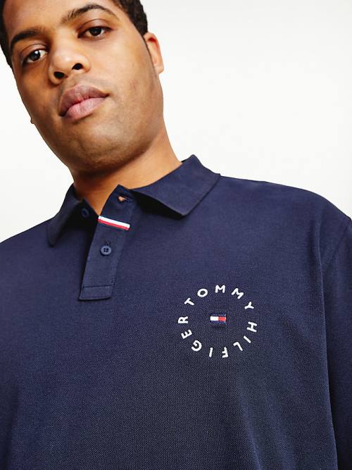 Blue Tommy Hilfiger Plus Organic Cotton Pique Regular Fit Men's Polo Shirts | TH438CFP