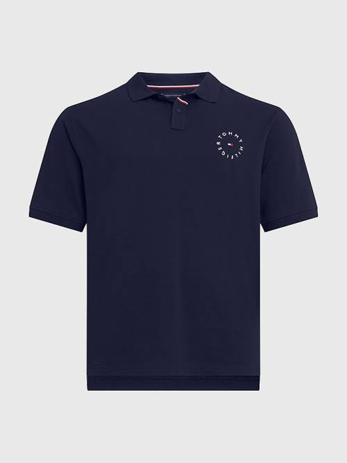 Blue Tommy Hilfiger Plus Organic Cotton Pique Regular Fit Men's Polo Shirts | TH438CFP