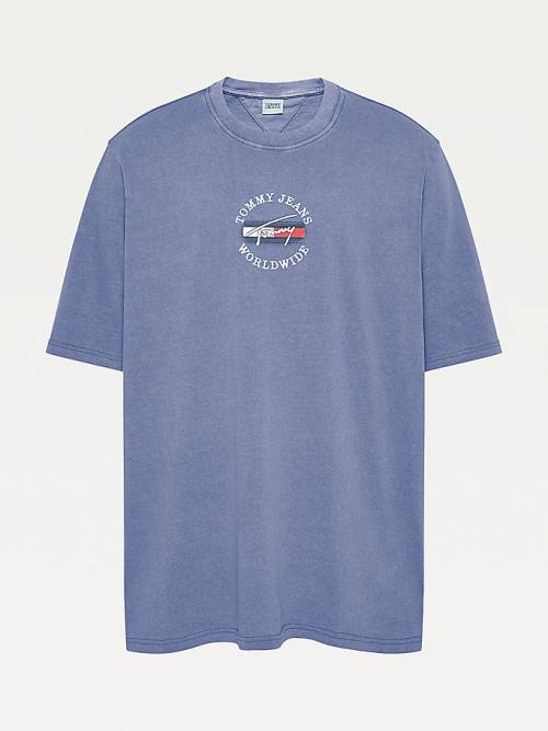 Blue Tommy Hilfiger Plus Organic Cotton Logo Men's T Shirts | TH486JTI