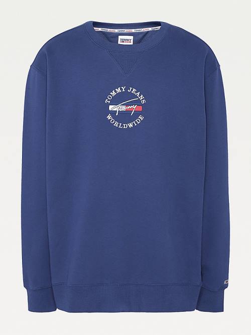 Blue Tommy Hilfiger Plus Timeless Signature Logo Men's Sweatshirts | TH327FOM