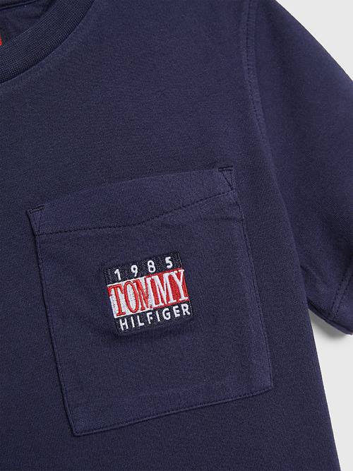 Blue Tommy Hilfiger Pocket Logo Embroidery Boys' T Shirts | TH528VHM