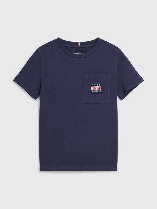 Blue Tommy Hilfiger Pocket Logo Embroidery Boys\' T Shirts | TH528VHM