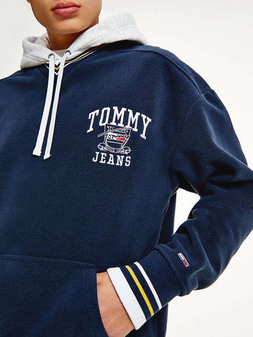 Blue Tommy Hilfiger Polar Fleece V-Neck Men's Hoodie | TH963WGR