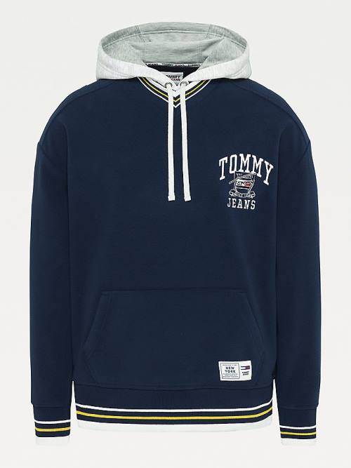 Blue Tommy Hilfiger Polar Fleece V-Neck Men's Hoodie | TH963WGR