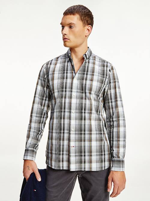 Blue Tommy Hilfiger Poplin Check Regular Fit Men's Shirts | TH547VRU