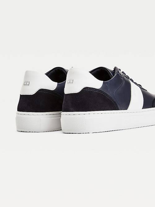 Blue Tommy Hilfiger Premium Leather Suede Cupsole Men's Sneakers | TH804AVC