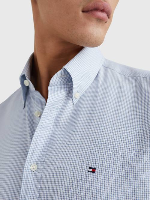 Blue Tommy Hilfiger Puppytooth Check Slim Fit Men's Shirts | TH429AWV