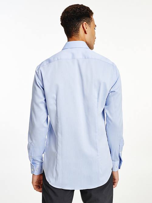 Blue Tommy Hilfiger Pure Cotton Fitted Men's Shirts | TH034OFH