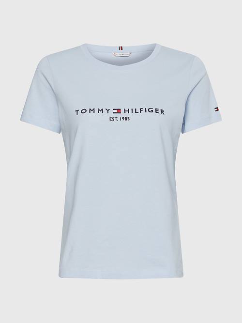 Blue Tommy Hilfiger Pure Organic Cotton Logo Women's T Shirts | TH840AHX