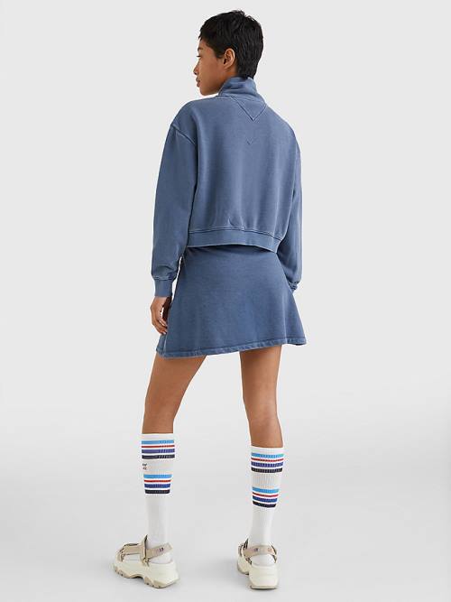 Blue Tommy Hilfiger Quarter Zip Relaxed Fit Women's Sweatshirts | TH639RWV