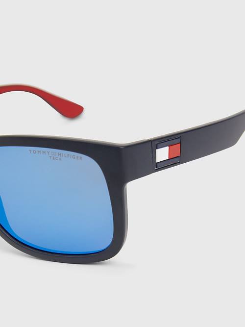 Blue Tommy Hilfiger Rectangular Frame Men's Sunglasses | TH240HUP