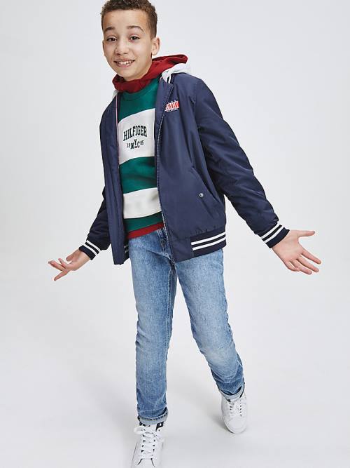 Blue Tommy Hilfiger Recycled Bomber Boys\' Jackets | TH689HNV