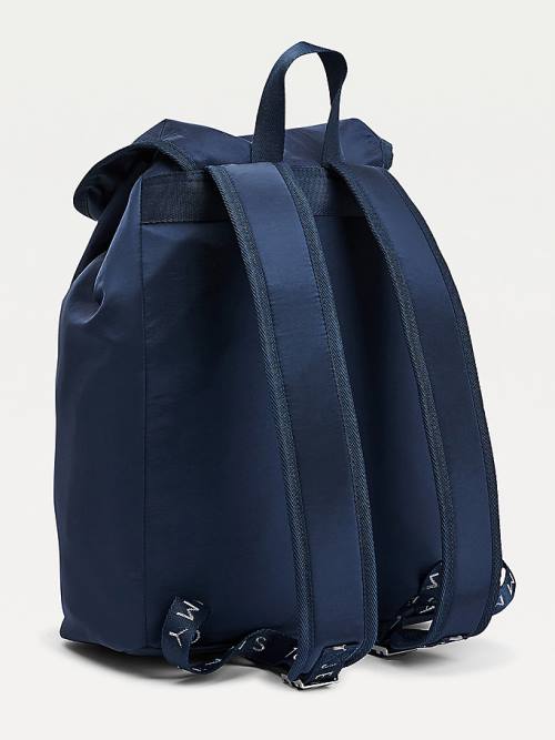 Blue Tommy Hilfiger Recycled Nylon Badge Backpack Men's Bags | TH315BHK