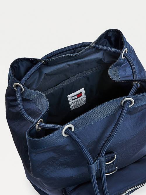 Blue Tommy Hilfiger Recycled Nylon Badge Backpack Men's Bags | TH315BHK