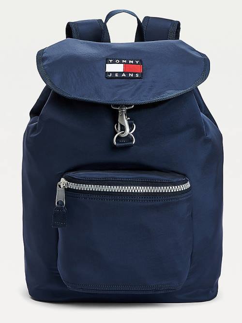 Blue Tommy Hilfiger Recycled Nylon Badge Backpack Men\'s Bags | TH315BHK