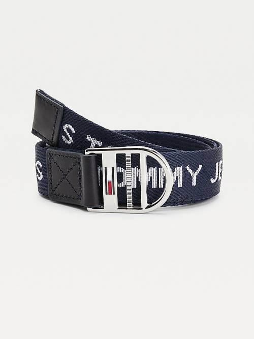 Blue Tommy Hilfiger Recycled Repeat Logo Webbing Women\'s Belts | TH534BQE