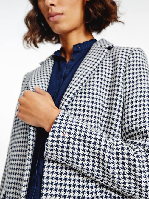 Blue Tommy Hilfiger Recycled Wool Blend Houndstooth Women's Coats | TH069FXC