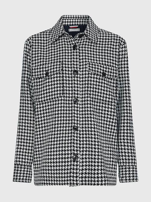 Blue Tommy Hilfiger Recycled Wool Flannel Houndstooth Shacket Women's Jackets | TH857QJS