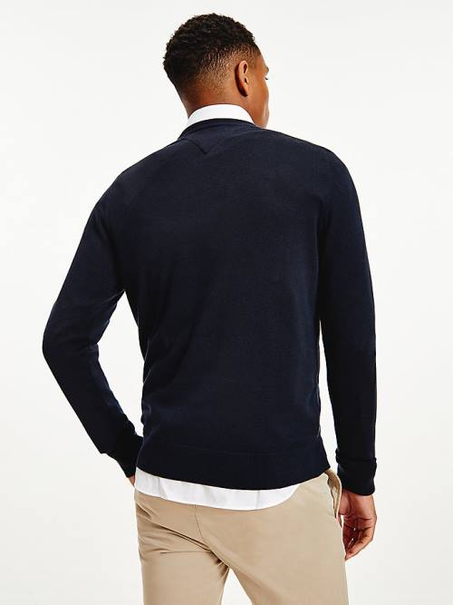 Blue Tommy Hilfiger Regular Fit Crew Neck Jumper Men's Sweaters | TH238ZFW