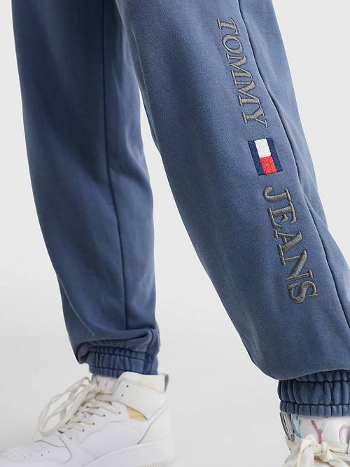 Blue Tommy Hilfiger Relaxed Fit Logo Joggers Women's Pants | TH956NOY