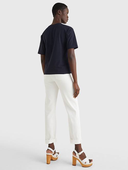 Blue Tommy Hilfiger Relaxed Fit Women's T Shirts | TH276DAV