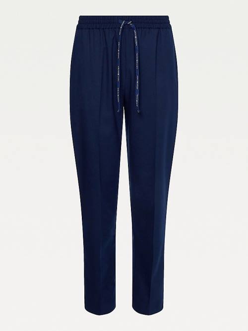 Blue Tommy Hilfiger Relaxed Tapered Pull-On Women's Pants | TH964XLP