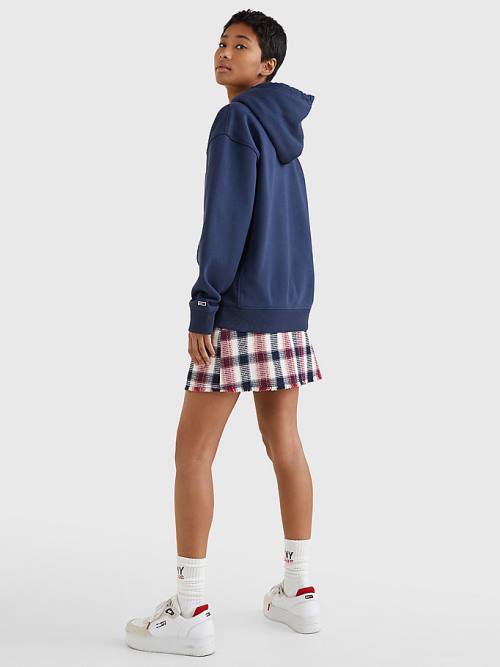 Blue Tommy Hilfiger Relaxed Timeless Signature Logo Women's Hoodie | TH473ASI