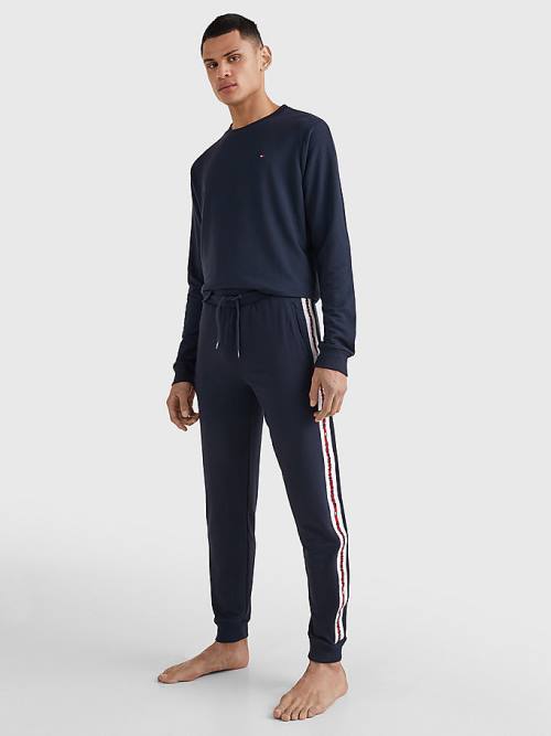 Blue Tommy Hilfiger Repeat Logo Drawstring Joggers Men's Pyjamas | TH681FNA