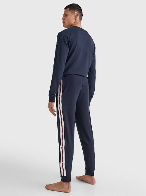 Blue Tommy Hilfiger Repeat Logo Drawstring Joggers Men's Pyjamas | TH681FNA