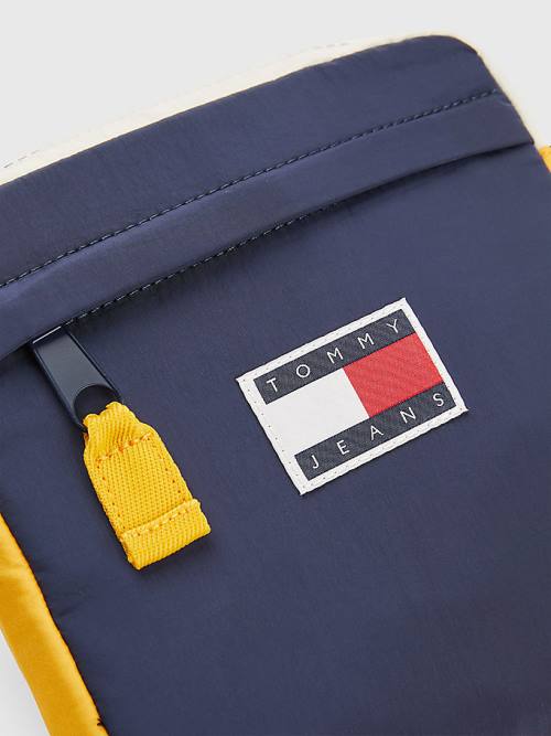 Blue Tommy Hilfiger Repeat Logo Tape Reporter Men's Bags | TH376VOC